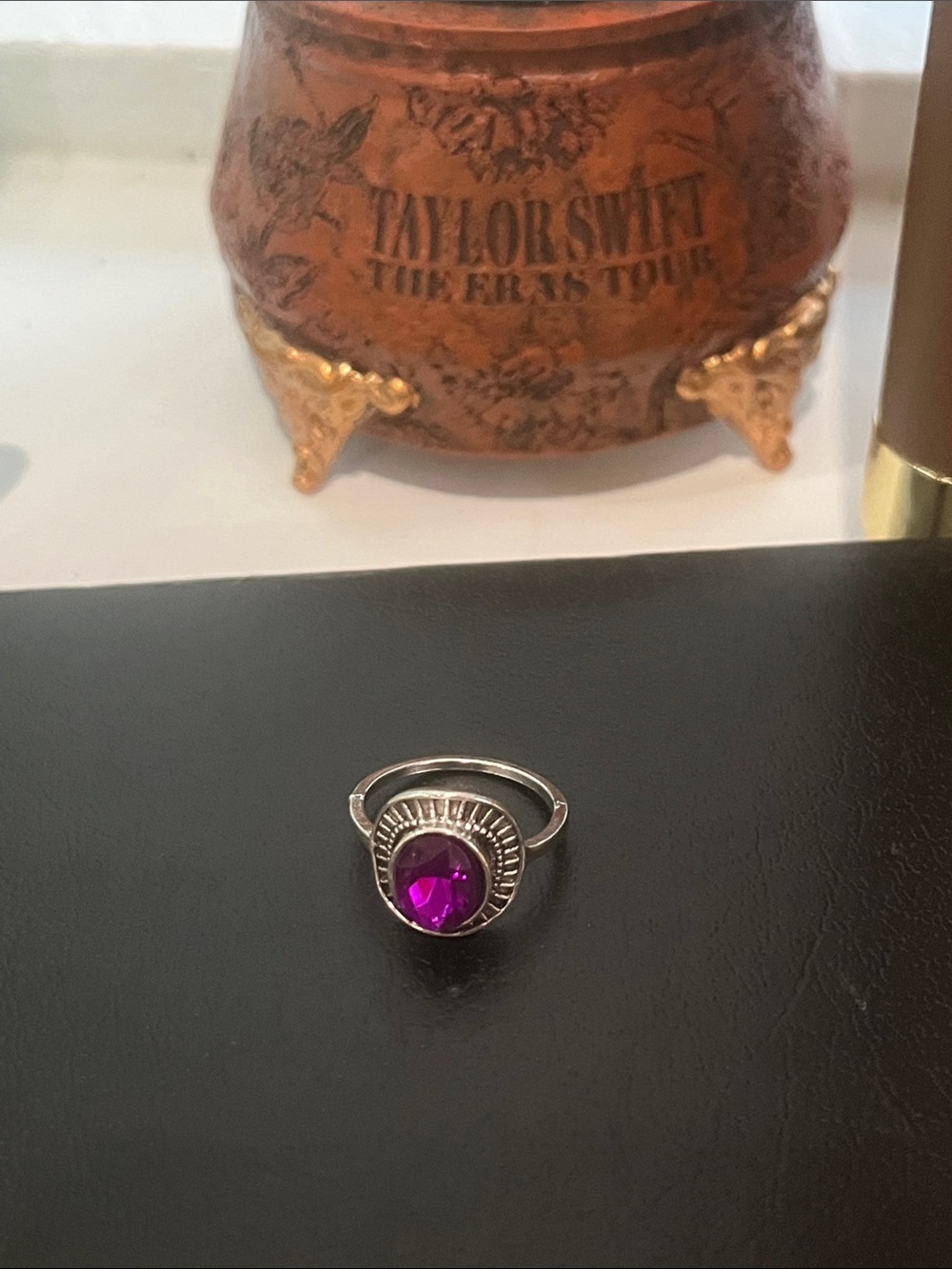 Vintage-Inspired Silver Ring with Vibrant Purple Stone